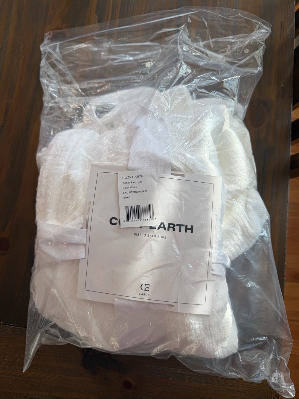 Cozy Earth Ribbed Terry Bath Robe - White - Picture 2 of 3